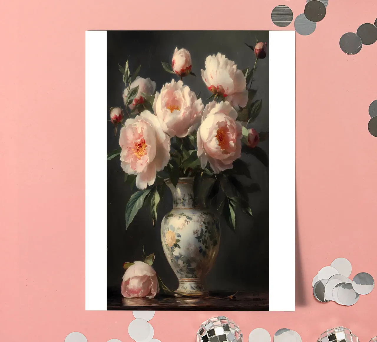 Fleurs anciennes dans un vase planche autocollant de IamHomeStudio