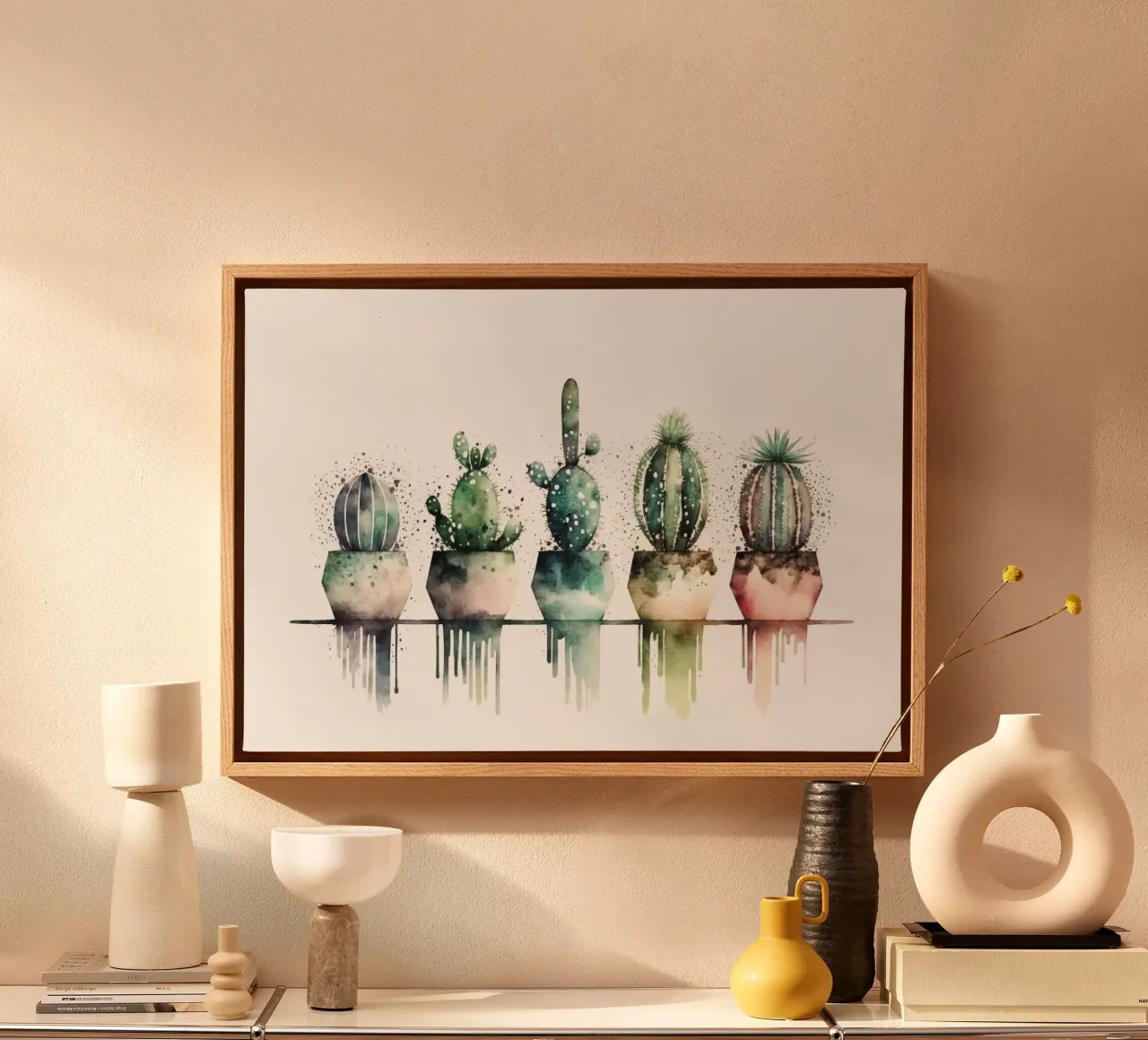 sappige cactussen canvas met Baklijst van Kevin Walters