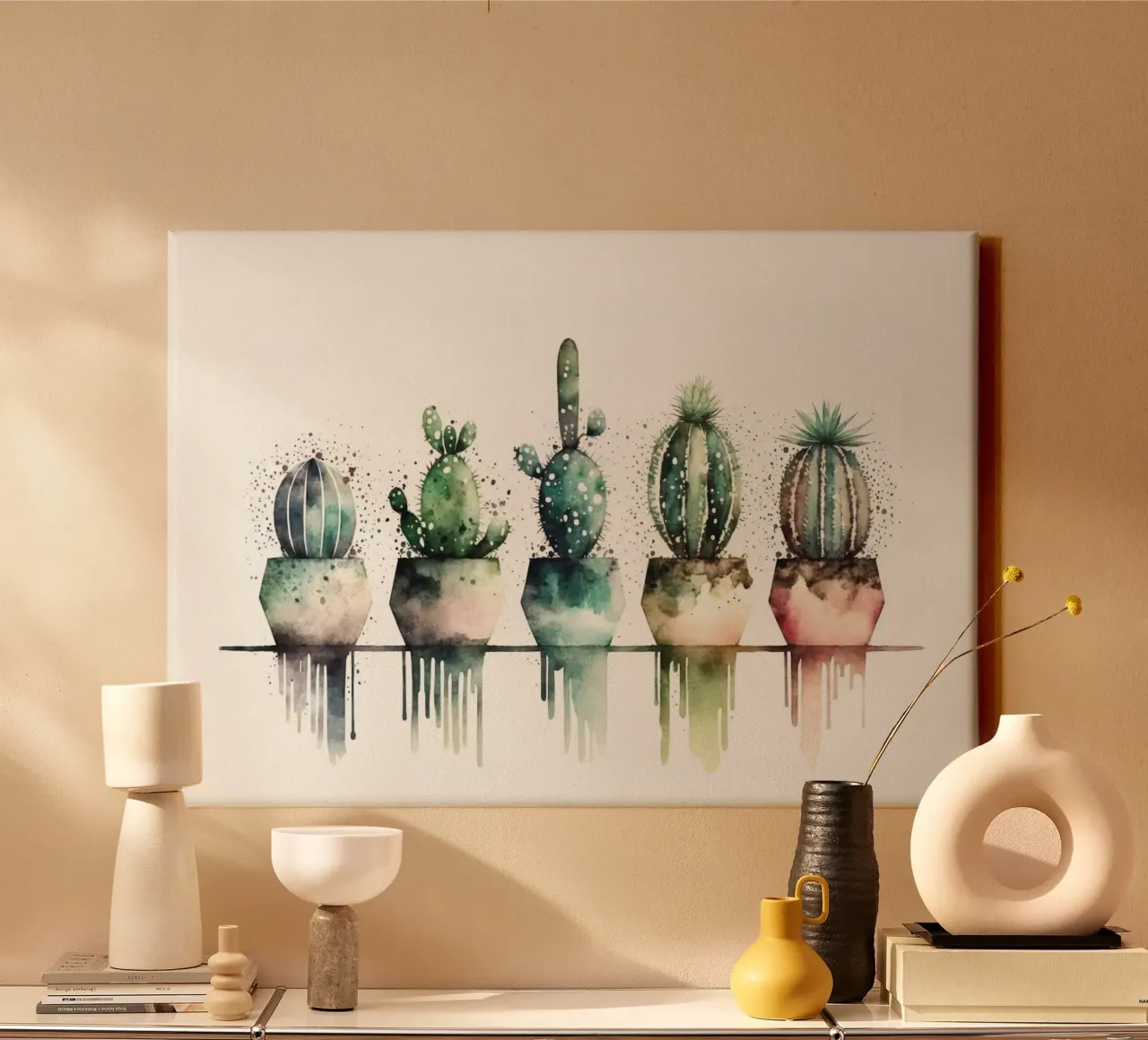 sappige cactussen canvas met Baklijst van Kevin Walters