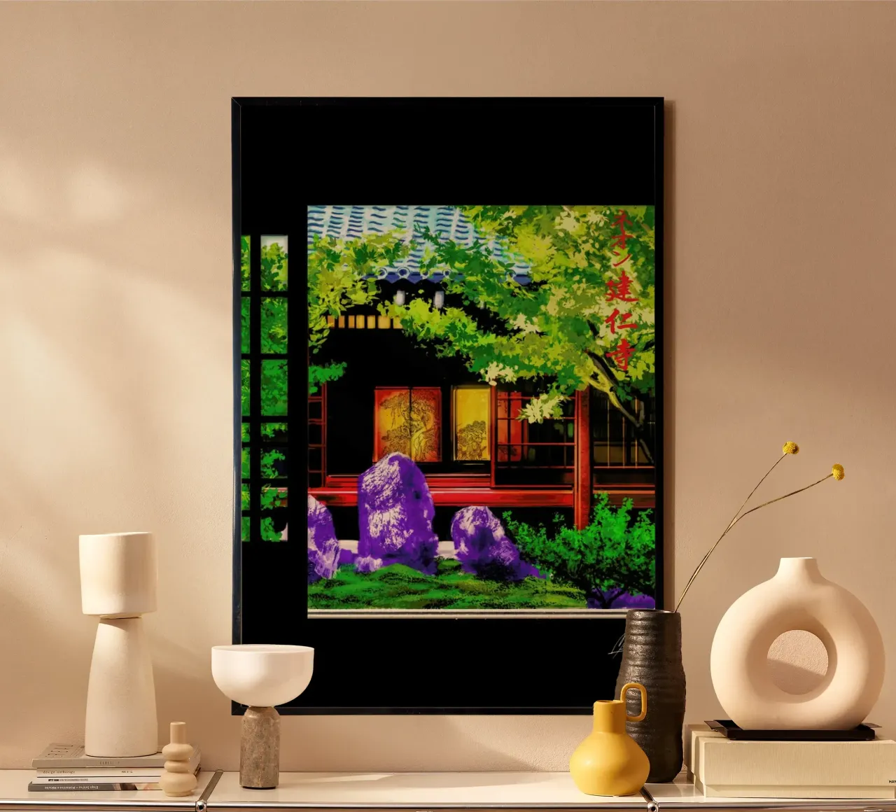 Neon Kenninji poster con telaio in legno da Mayka ienova