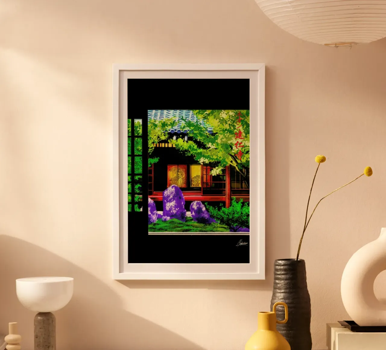 Neon Kenninji poster con telaio in legno da Mayka ienova