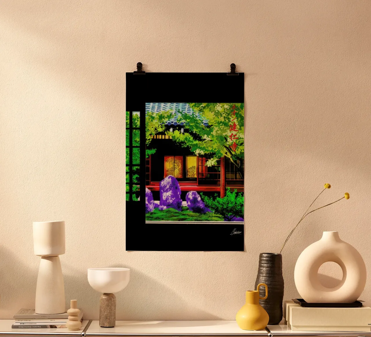 Neon Kenninji poster con telaio in legno da Mayka ienova