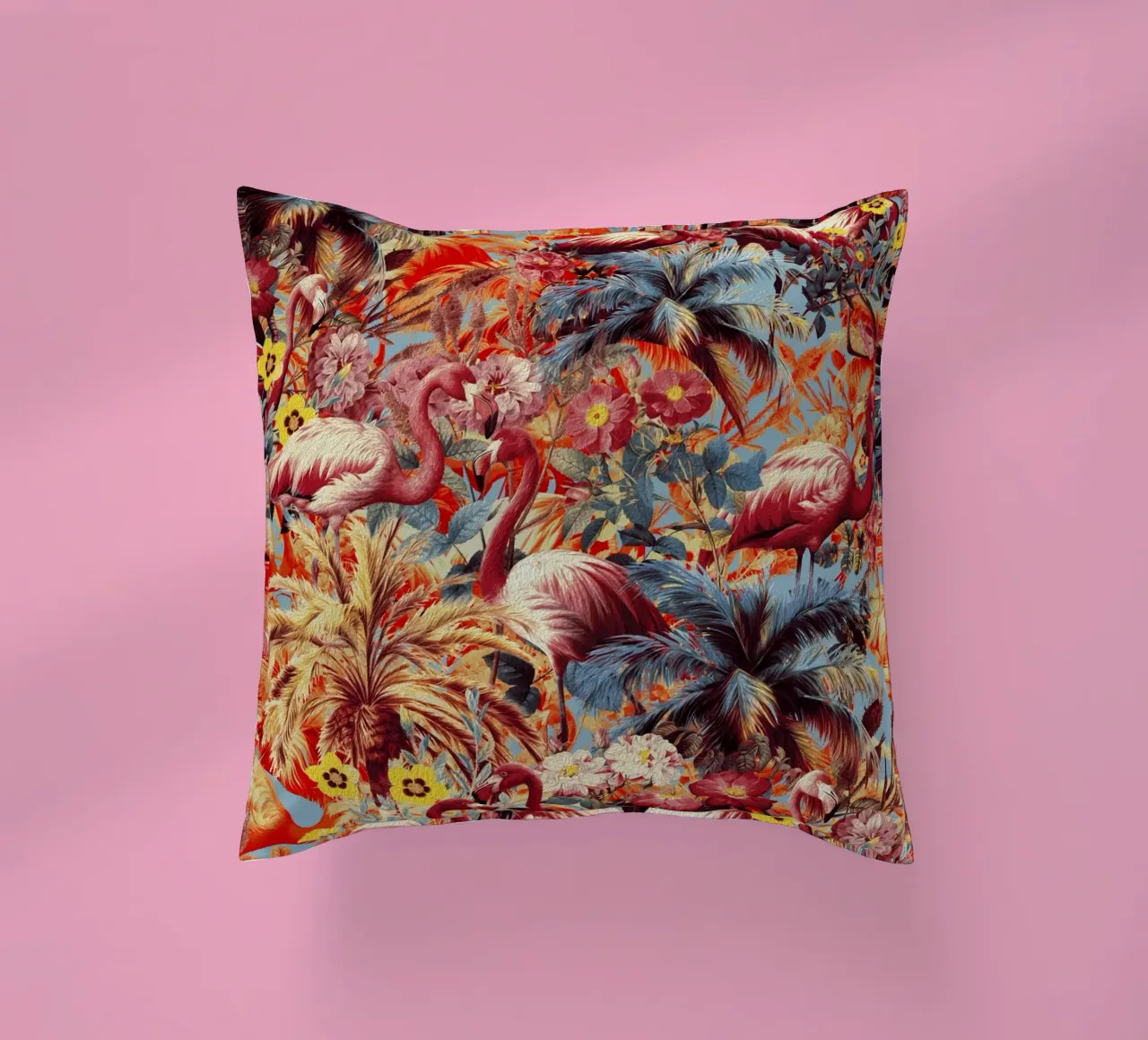 Flamingos and Floral Pattern cojín de burcukorkmazyurek