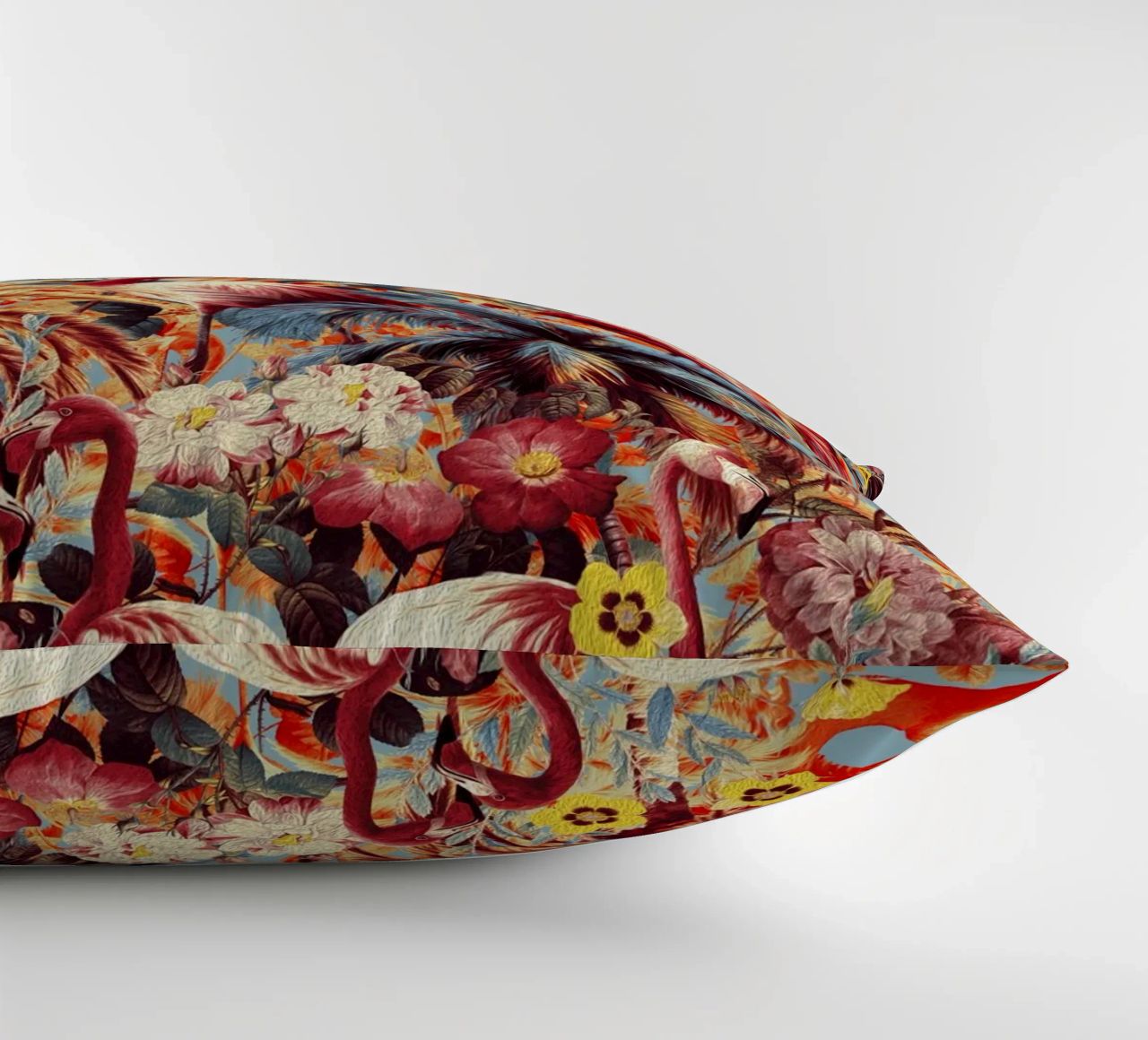 Flamingos and Floral Pattern cuscino da burcukorkmazyurek