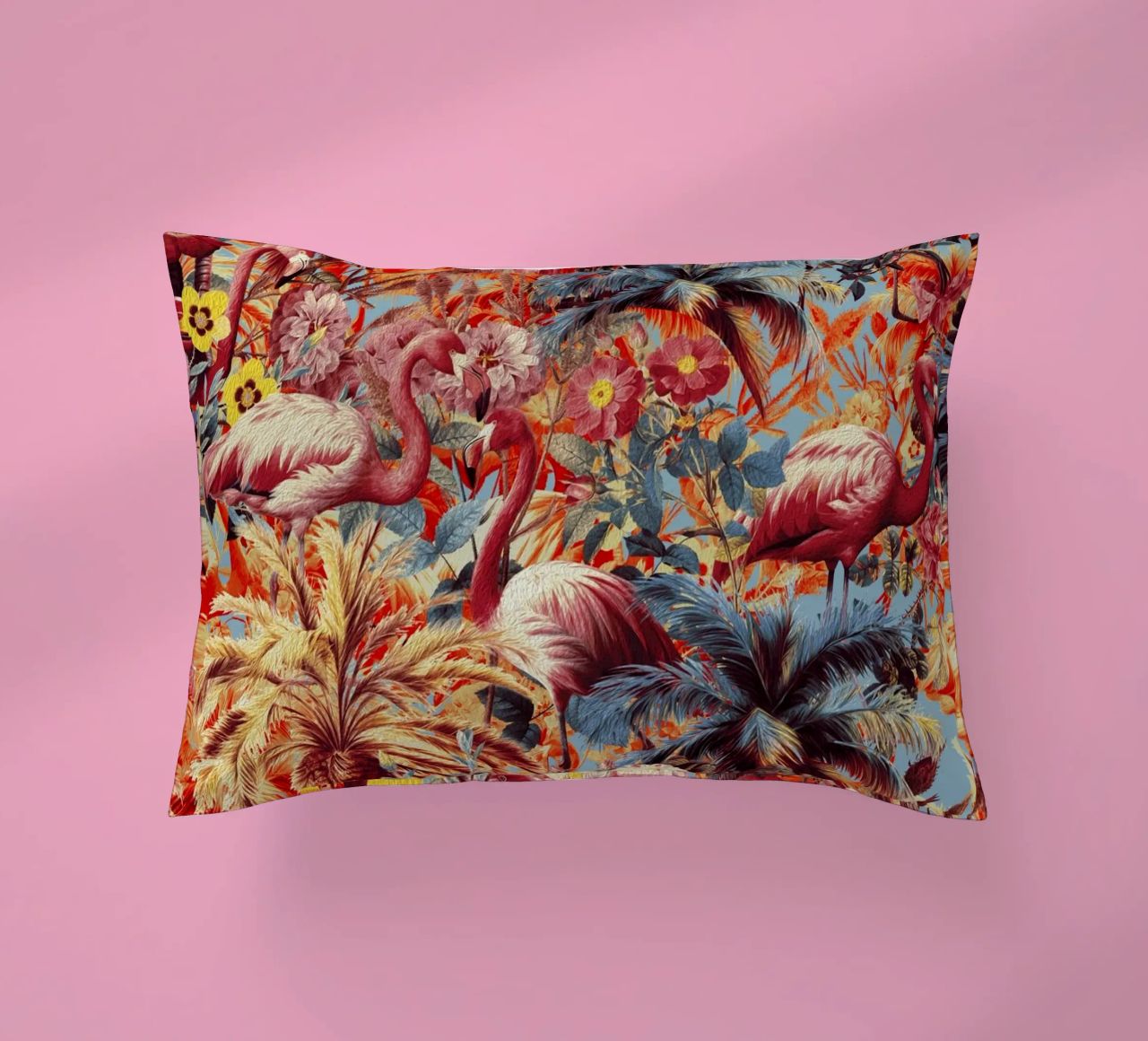 Flamingos and Floral Pattern cuscino da burcukorkmazyurek