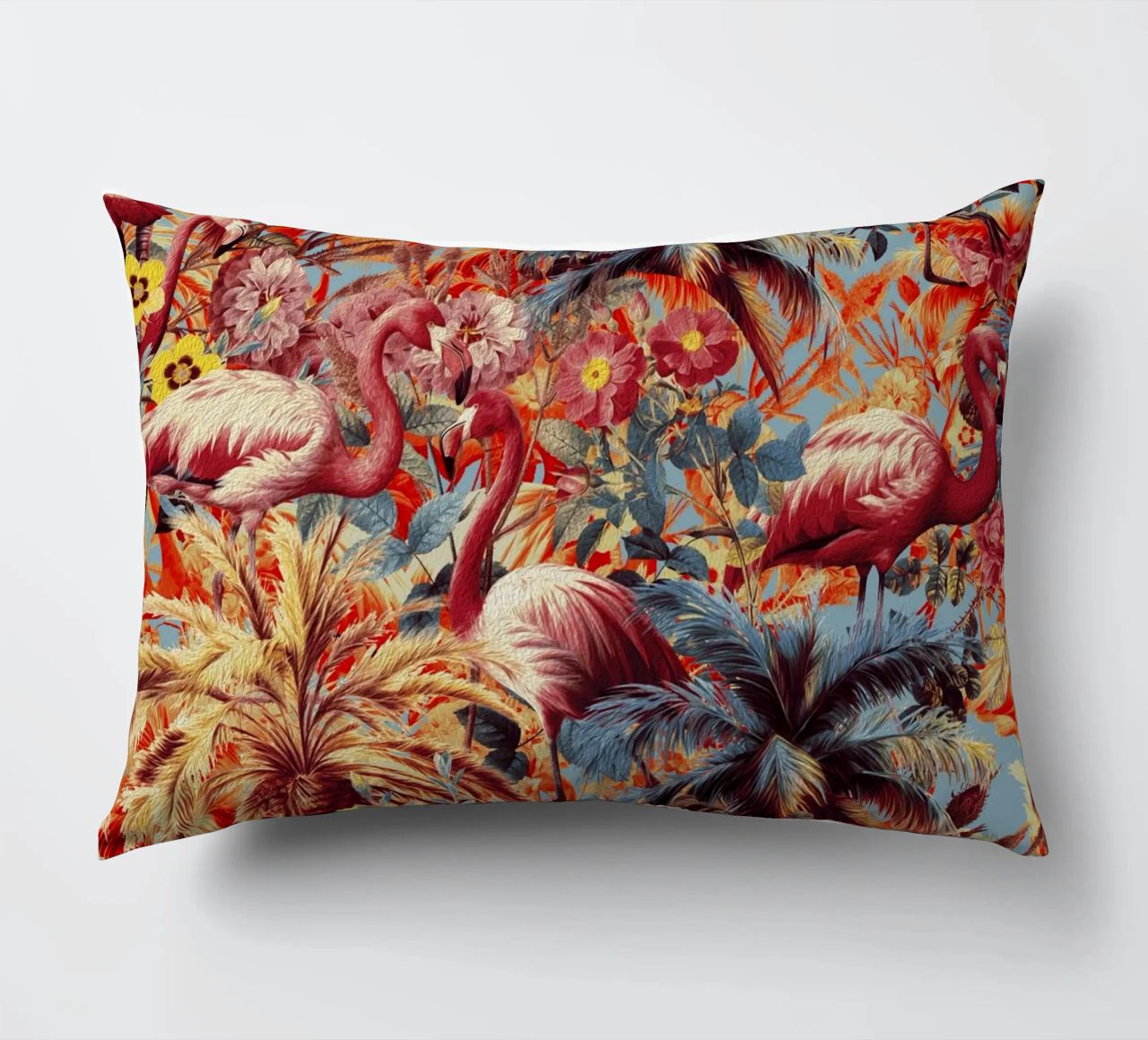Flamingos and Floral Pattern cuscino da burcukorkmazyurek