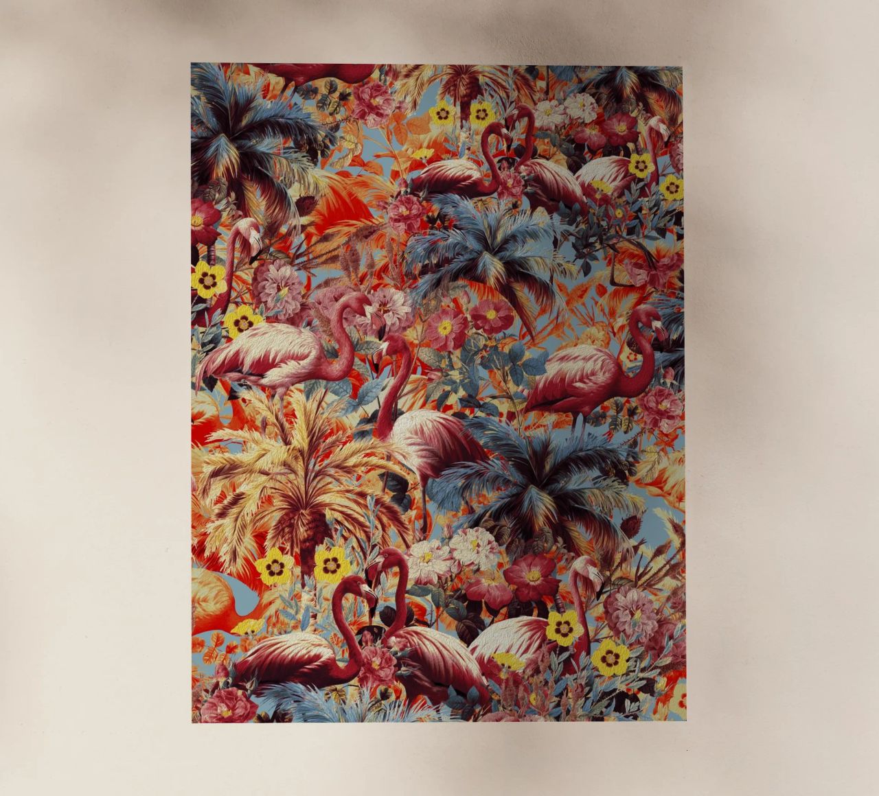 Flamingos and Floral Pattern pellicola backlit da burcukorkmazyurek