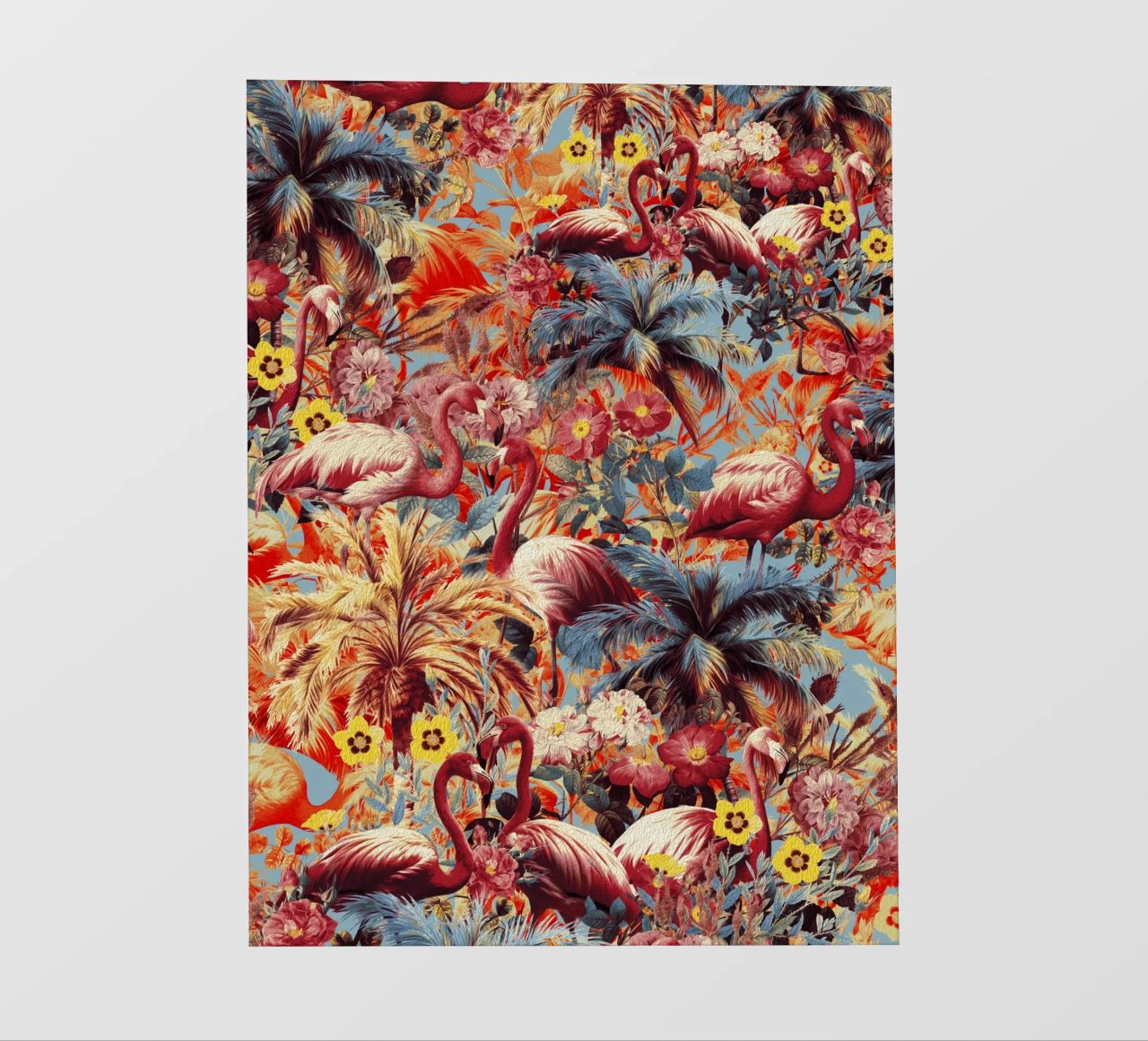 Flamingos and Floral Pattern pellicola backlit da burcukorkmazyurek