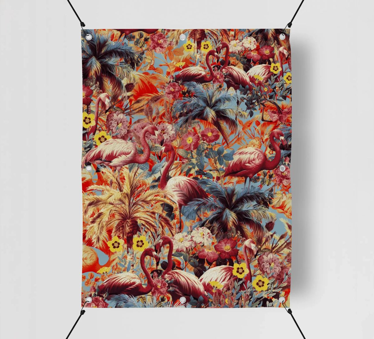Flamingos and Floral Pattern telo in pvc da burcukorkmazyurek