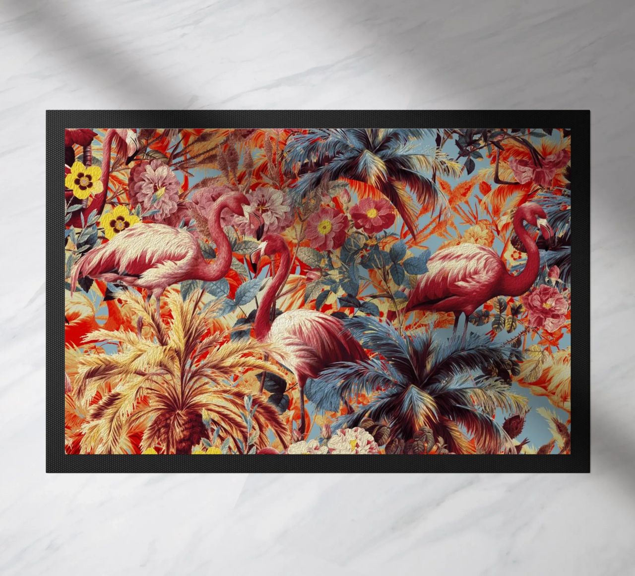 Flamingos and Floral Pattern zerbino da burcukorkmazyurek