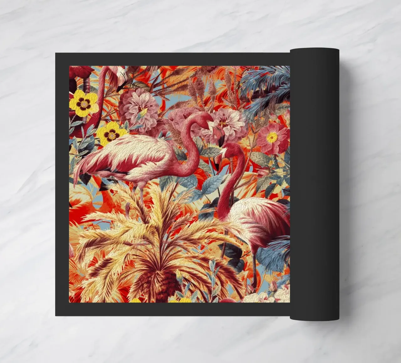Flamingos and Floral Pattern felpudo de burcukorkmazyurek