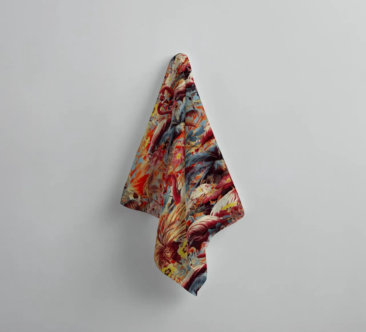Flamingos and Floral Pattern towel by burcukorkmazyurek