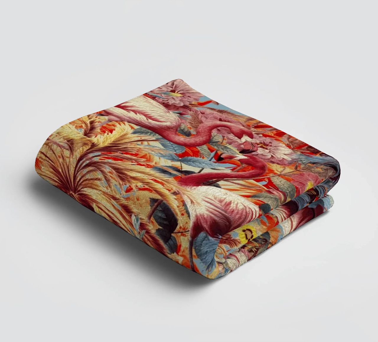 Flamingos and Floral Pattern serviette de bain de burcukorkmazyurek