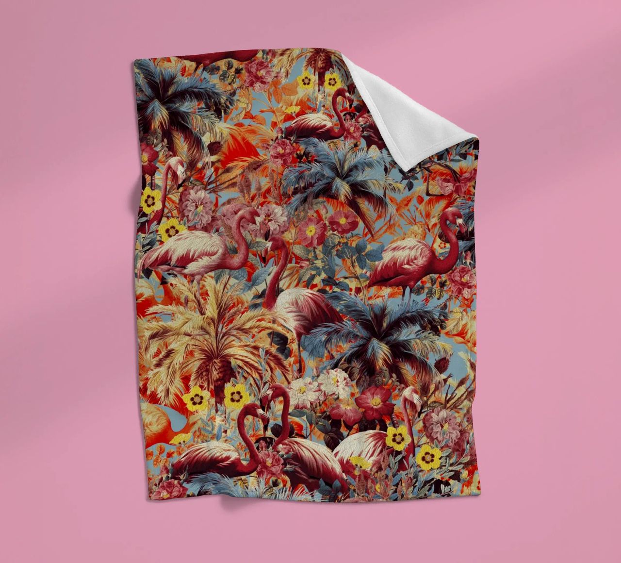 Flamingos and Floral Pattern coperta in pile da burcukorkmazyurek