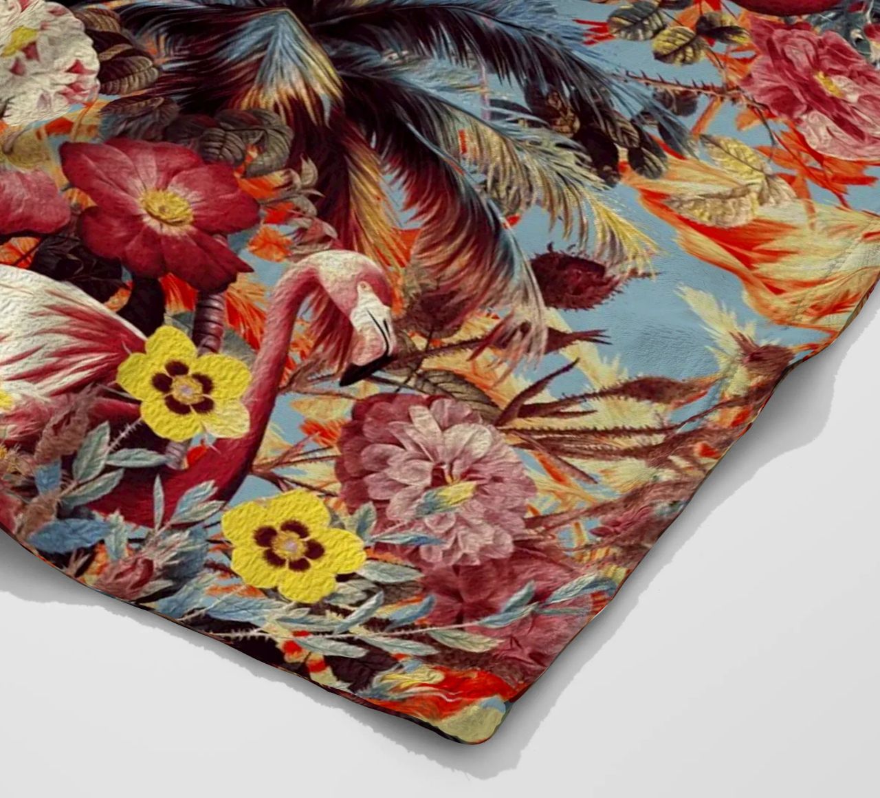 Flamingos and Floral Pattern coperta in pile da burcukorkmazyurek