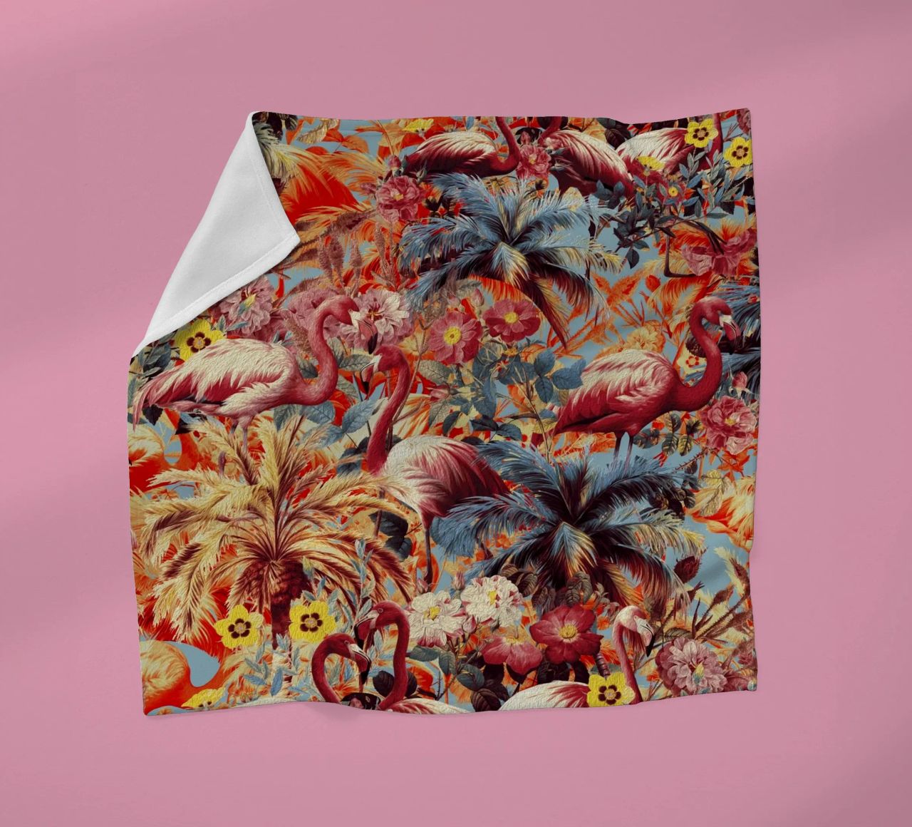 Flamingos and Floral Pattern coperta in pile da burcukorkmazyurek