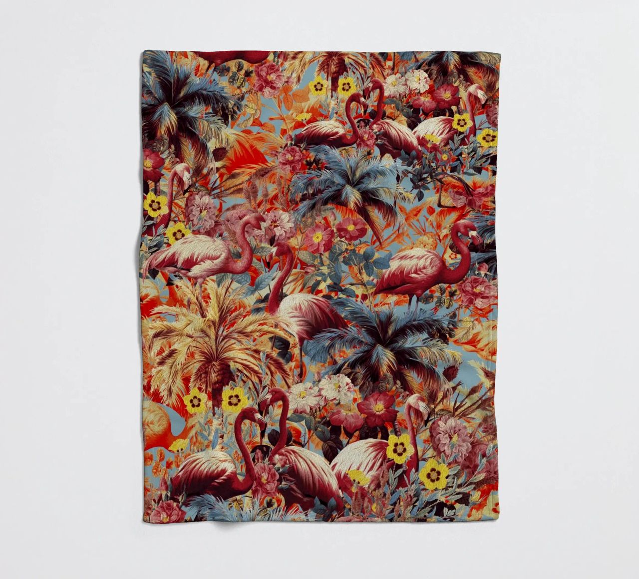 Flamingos and Floral Pattern coperta in pile da burcukorkmazyurek