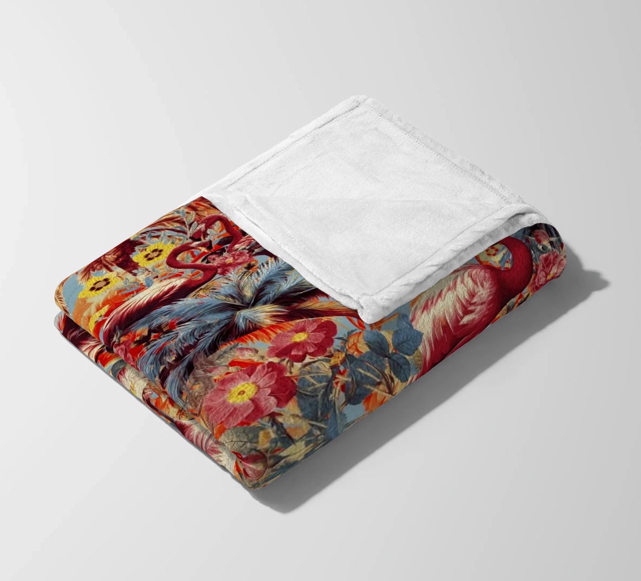 Flamingos and Floral Pattern coperta in pile da burcukorkmazyurek