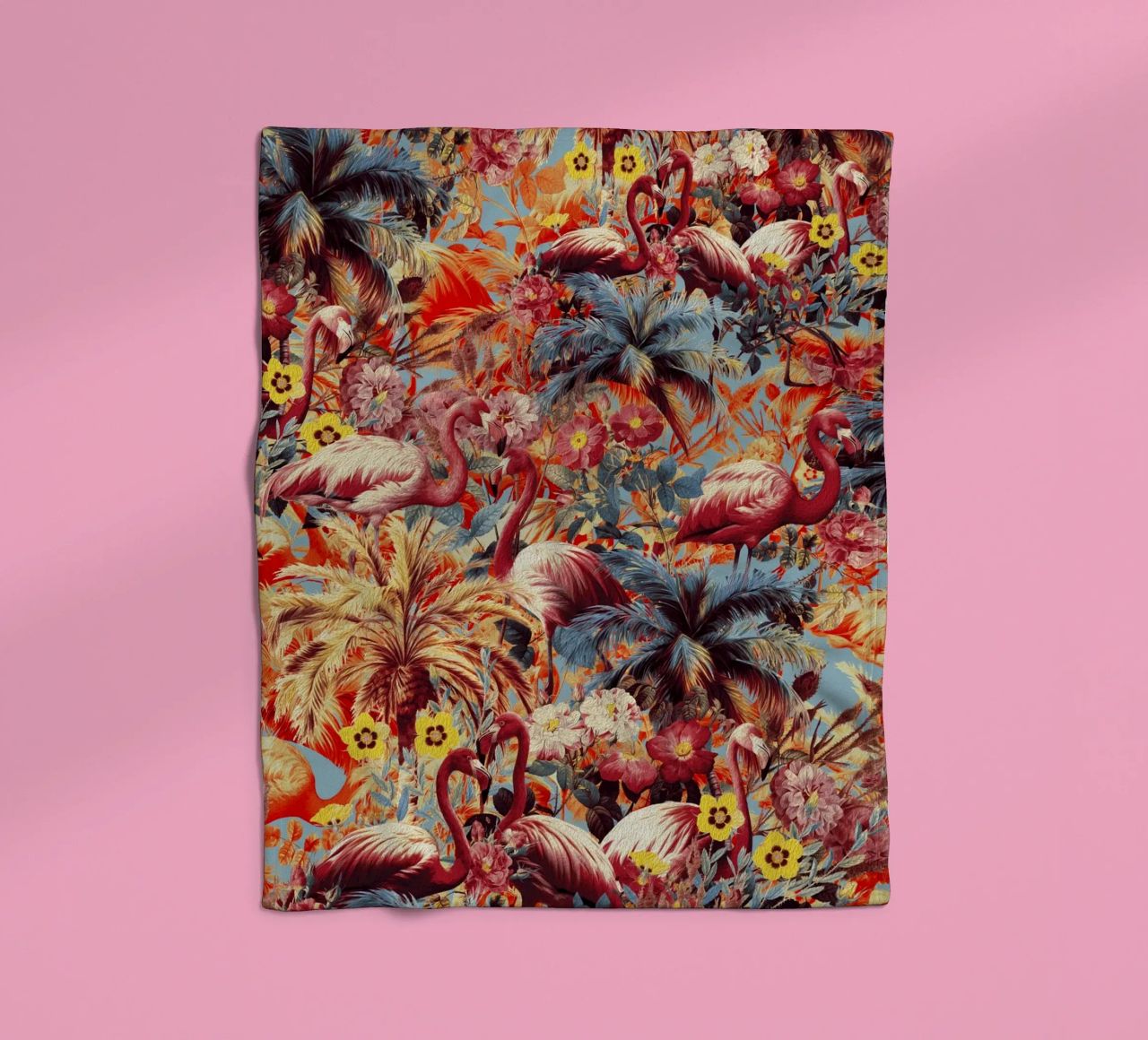 Flamingos and Floral Pattern coperta in pile da burcukorkmazyurek