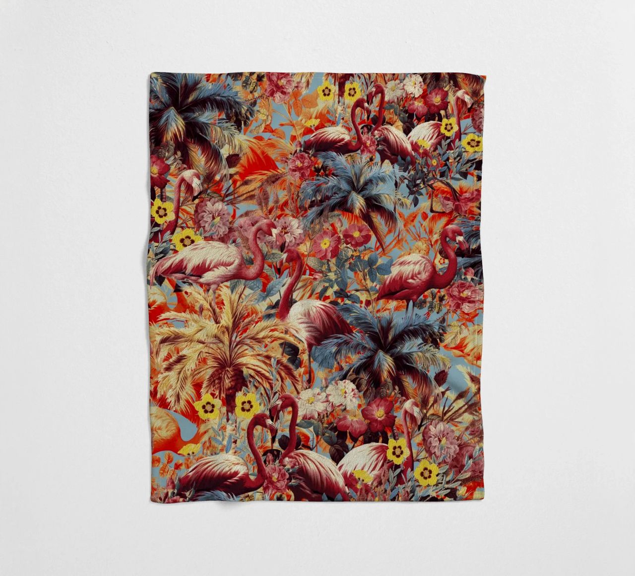Flamingos and Floral Pattern coperta in pile da burcukorkmazyurek