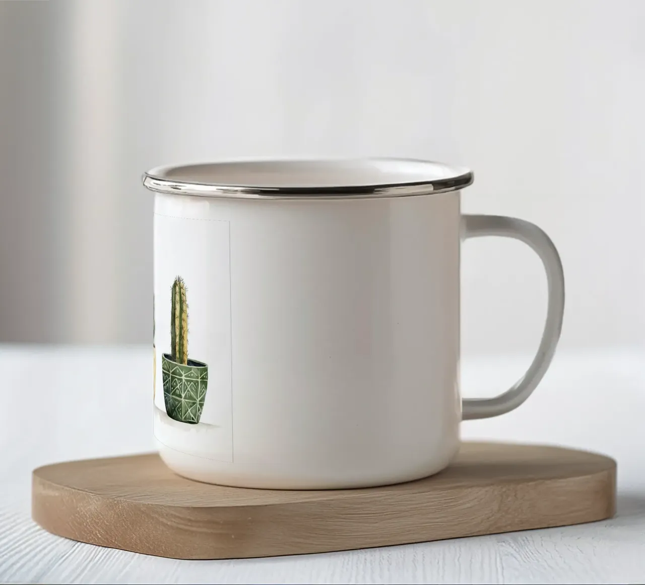 cactus succulent enamel mug by Kevin Walters