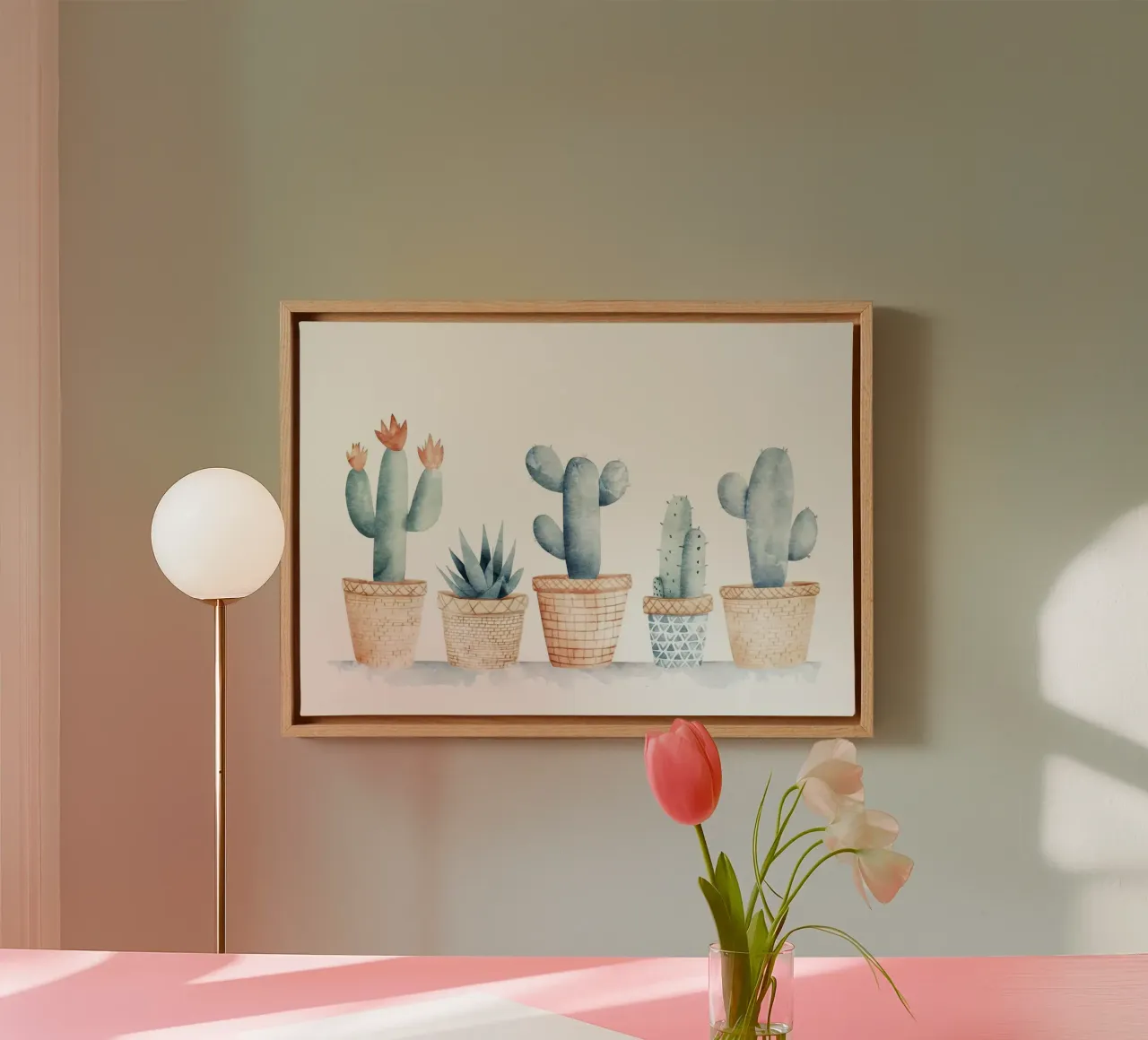 cactus succulento tela con Cornice a cassetta da Kevin Walters