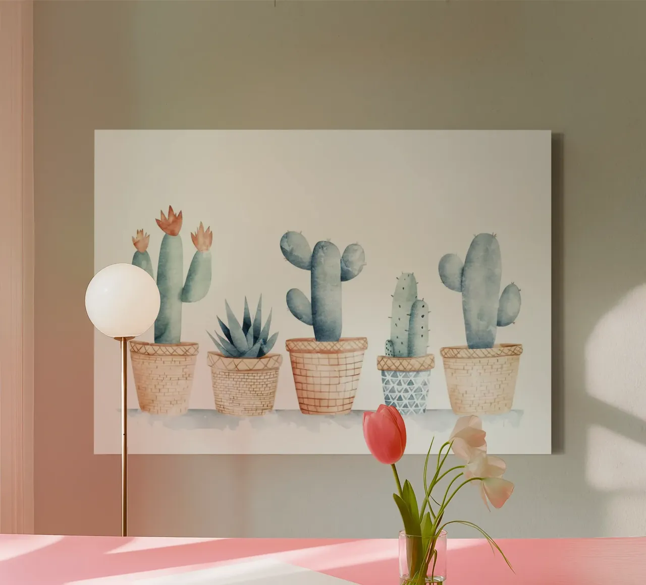 cactus succulento tela con Cornice a cassetta da Kevin Walters