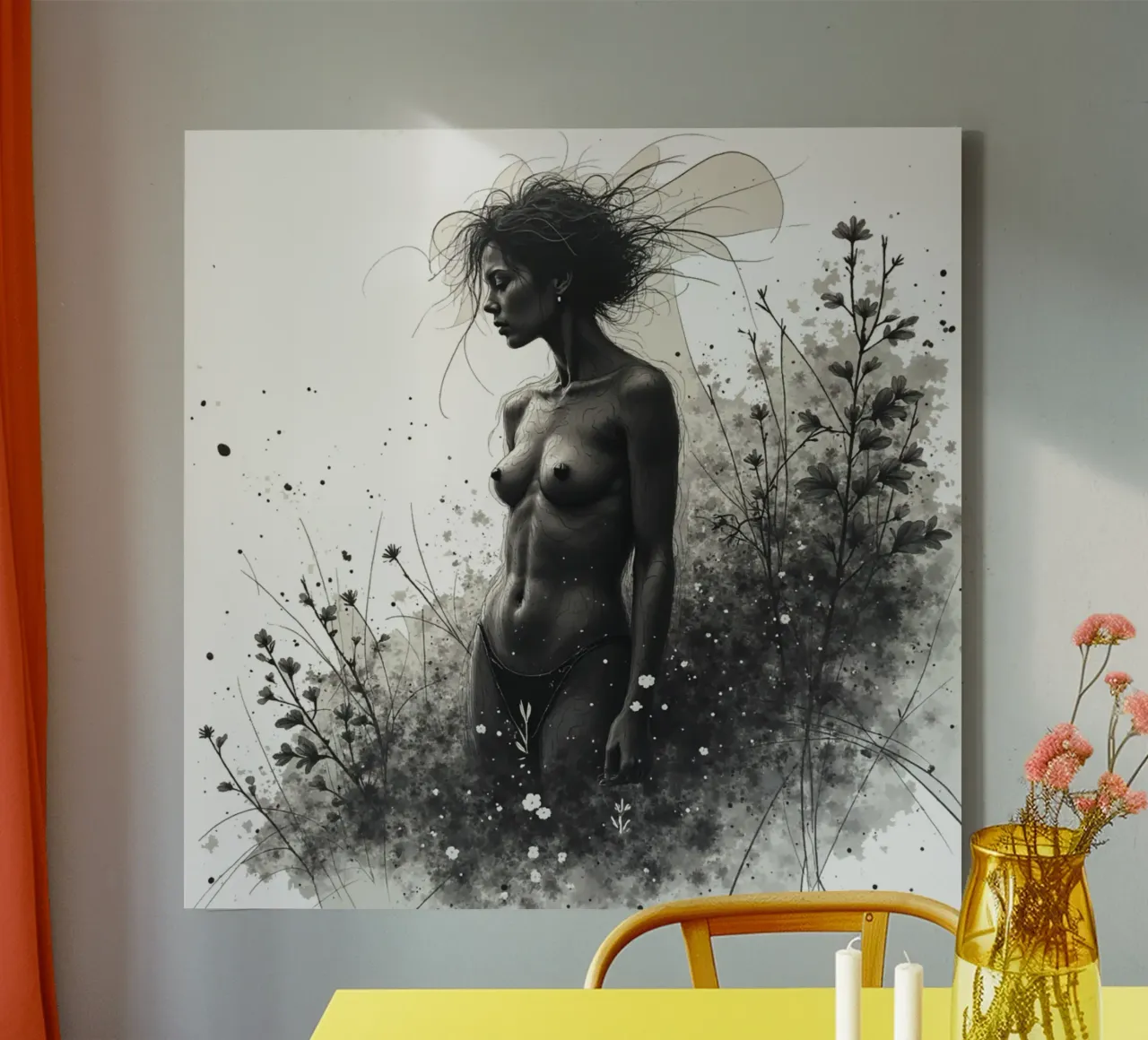 Ashen Bloom canvas with Floater frame by Dustlight Atelier
