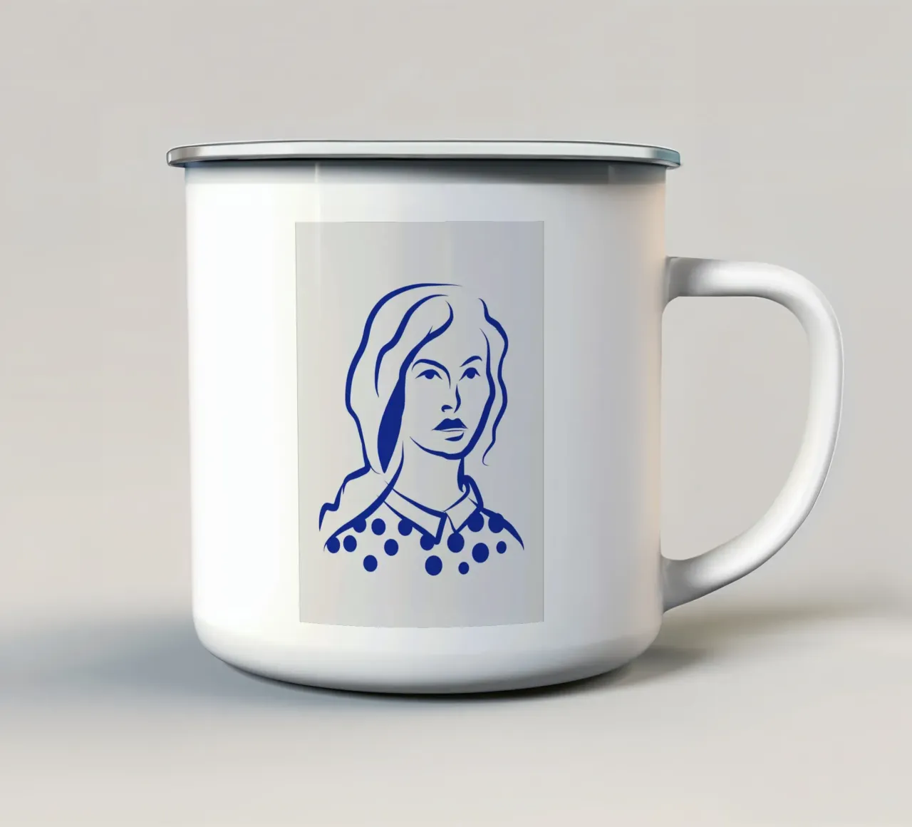 Ritratto line art 02 tazza in smalto da Little Dean