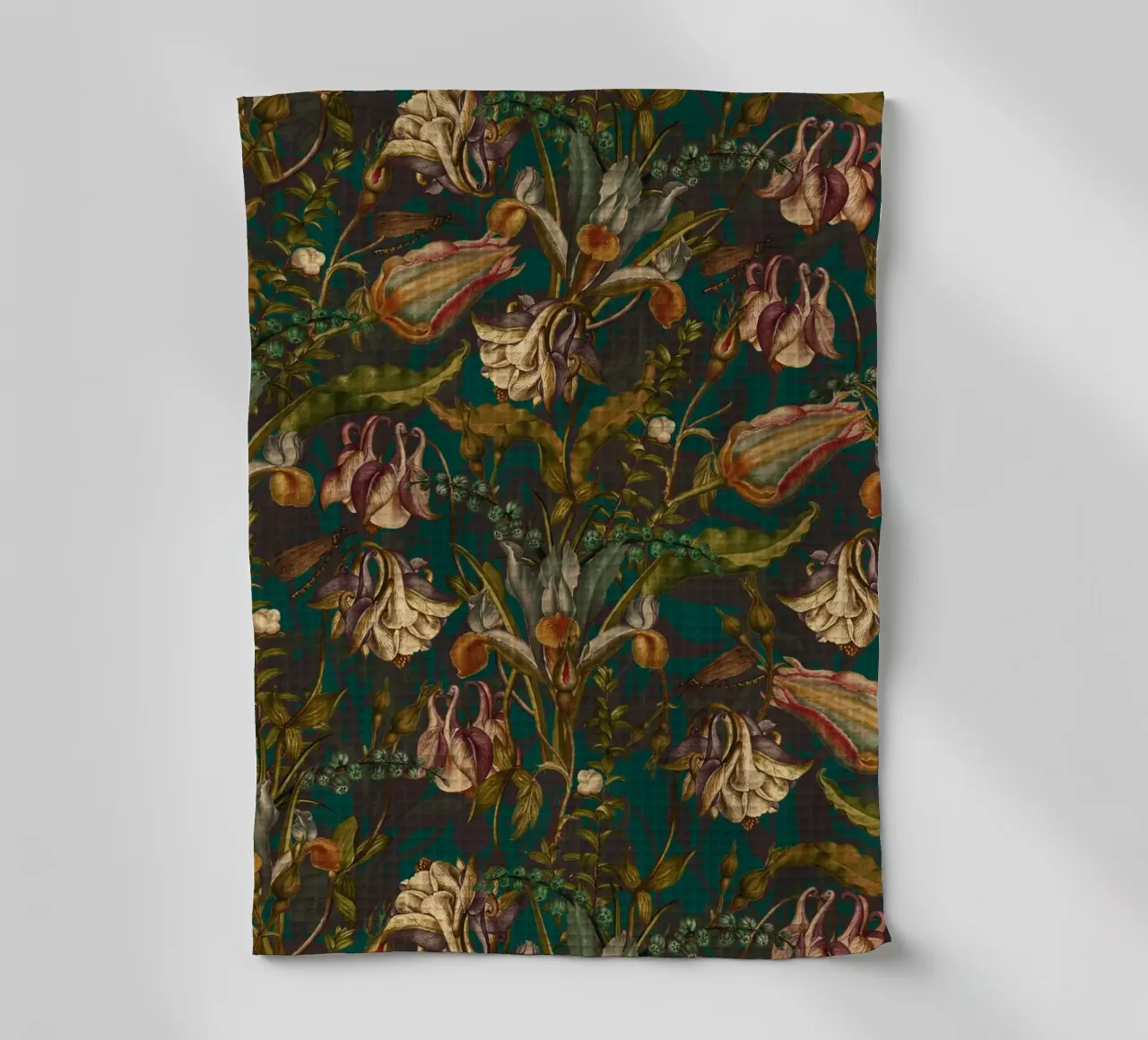 Midnight Summer Garden tea towel by burcukorkmazyurek