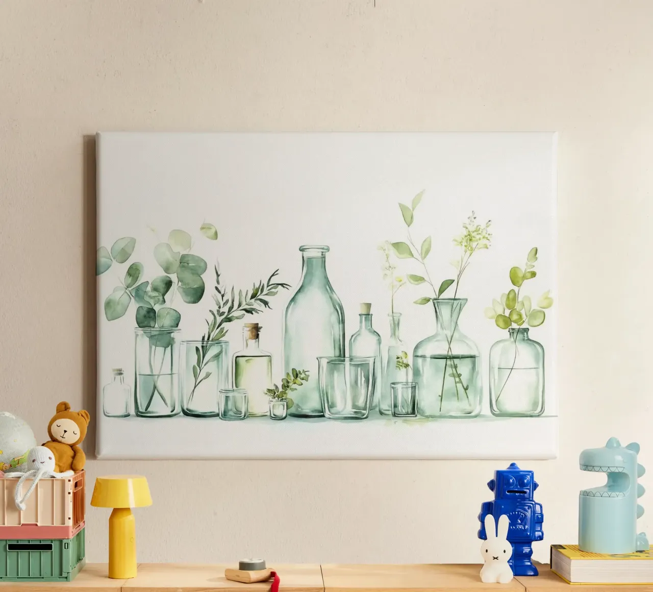 glazen flessen canvas met Baklijst van Kevin Walters