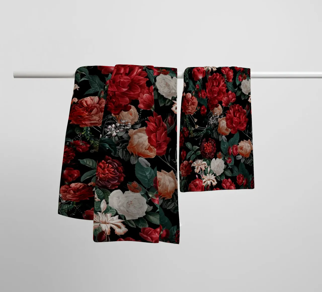 Night Garden Roses towel by burcukorkmazyurek