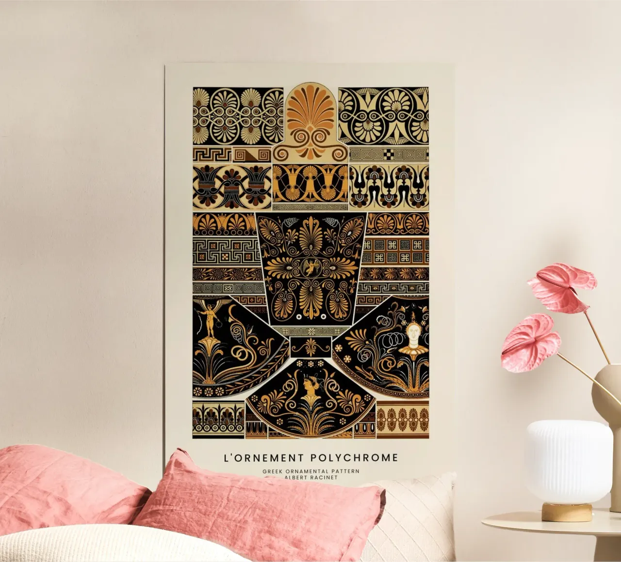 Racinet -  Greek Ornamental Pattern poster with plastic frame by Vintage by JUNIQE