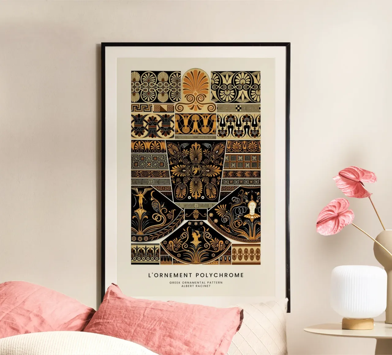 Racinet -  Greek Ornamental Pattern poster with plastic frame by Vintage by JUNIQE
