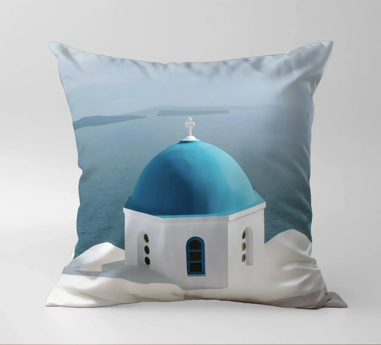 Santorini Greece, Travel Print, Greek Islands, Summer Print decorative cushion by TheTravelClub