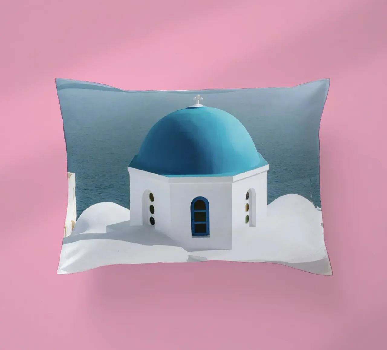 Santorini Greece, Travel Print, Greek Islands, Summer Print decorative cushion by TheTravelClub