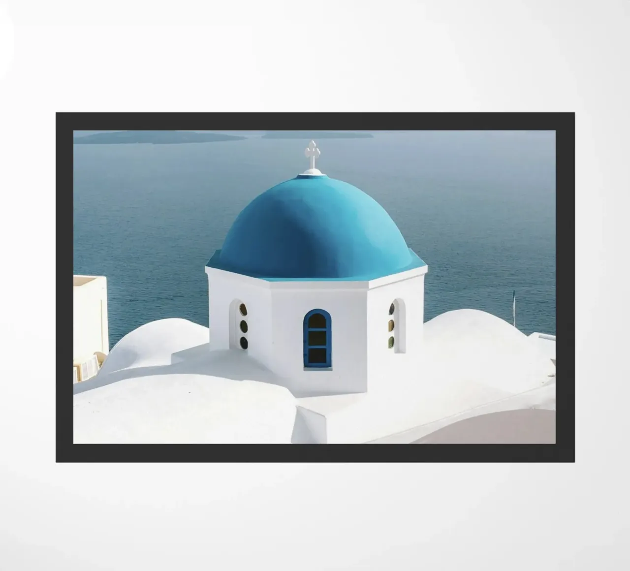 Santorini Greece, Travel Print, Greek Islands, Summer Print doormat by TheTravelClub