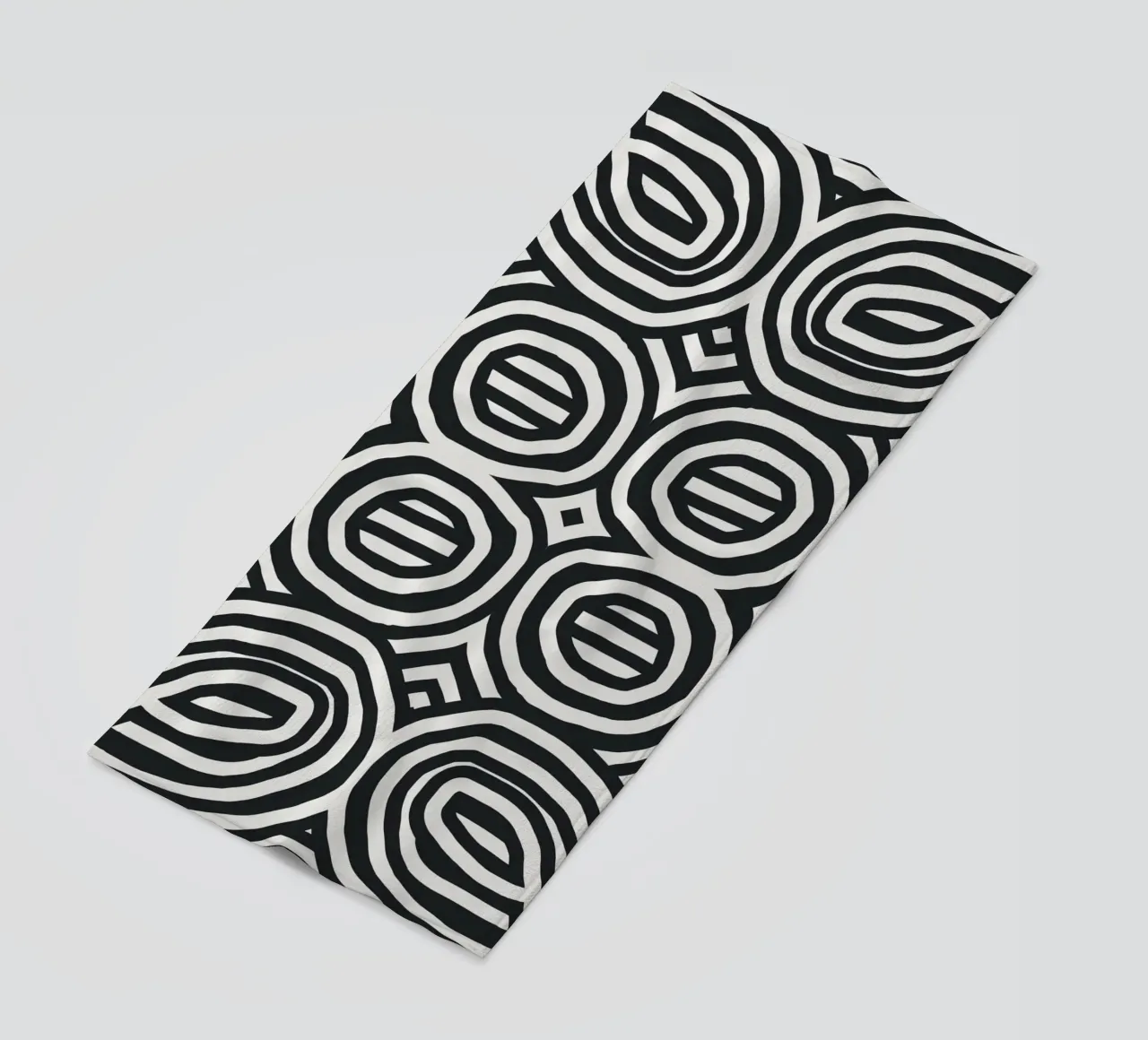 Black stripe totem beach towel by Little Dean