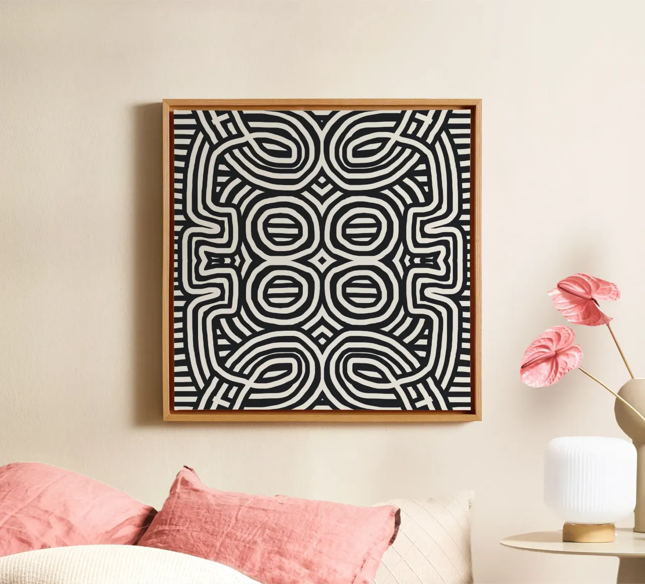 Black stripe totem canvas by Little Dean