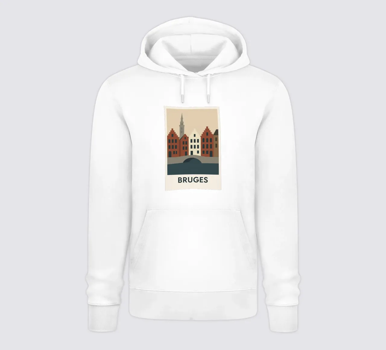 Bruges - La Venezia del Nord sublimata in un poster grafico felpa con cappuccio da JETLAG | affiches voyage