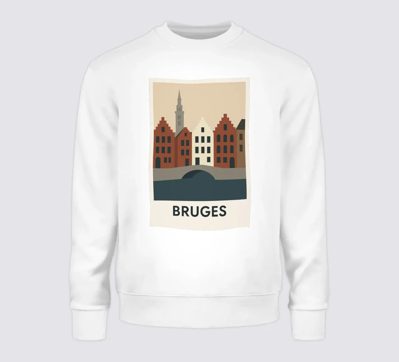 Bruges - La Venezia del Nord sublimata in un poster grafico felpa da JETLAG | affiches voyage