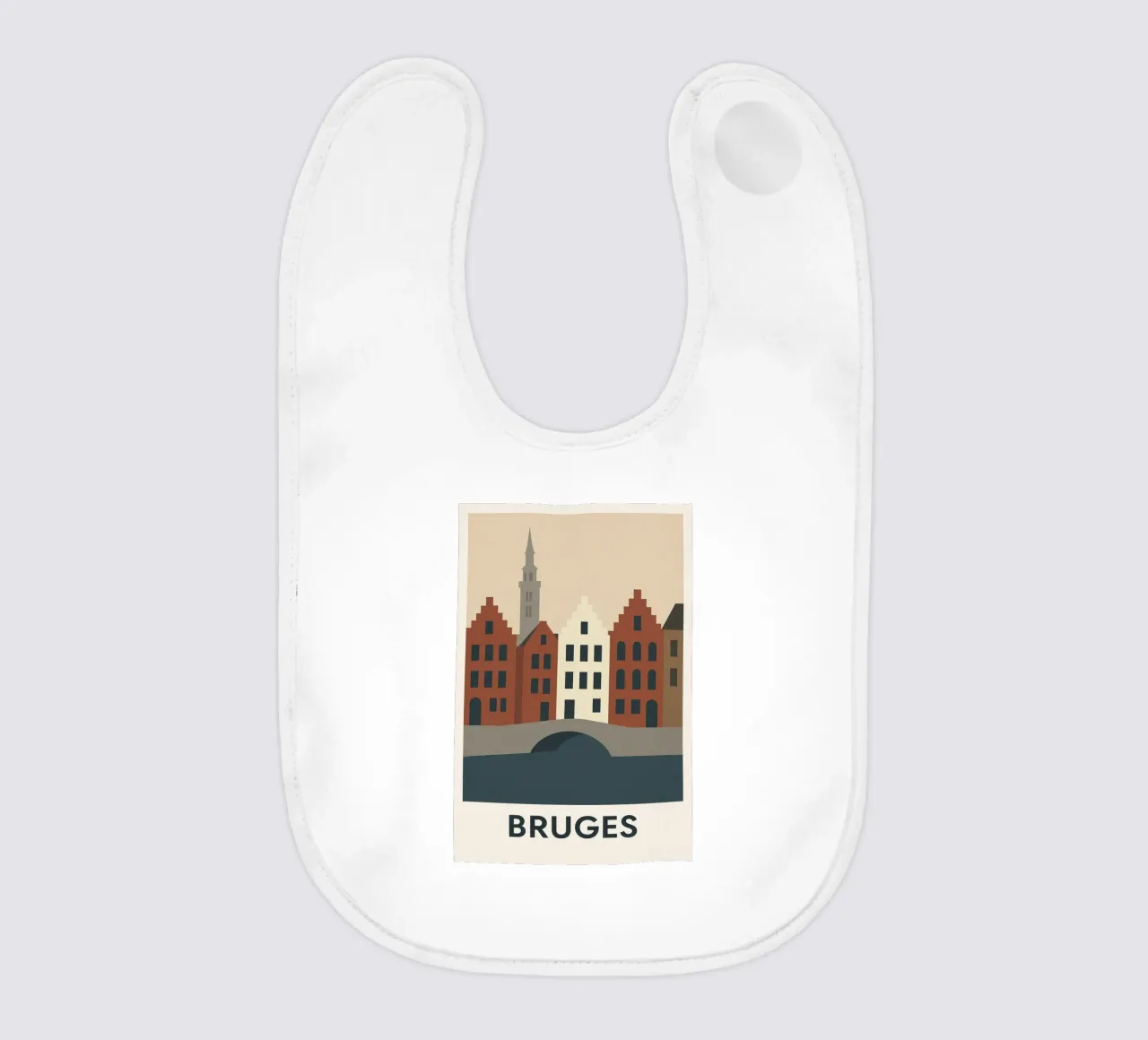 Bruges - La Venezia del Nord sublimata in un poster grafico bavaglino da JETLAG | affiches voyage