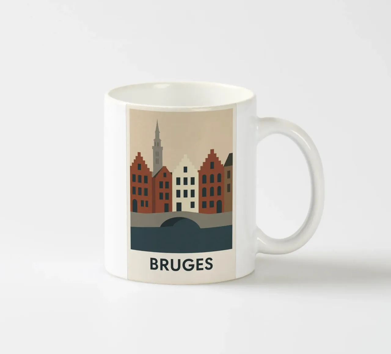 Bruges - La Venezia del Nord sublimata in un poster grafico tazza in ceramica da JETLAG | affiches voyage