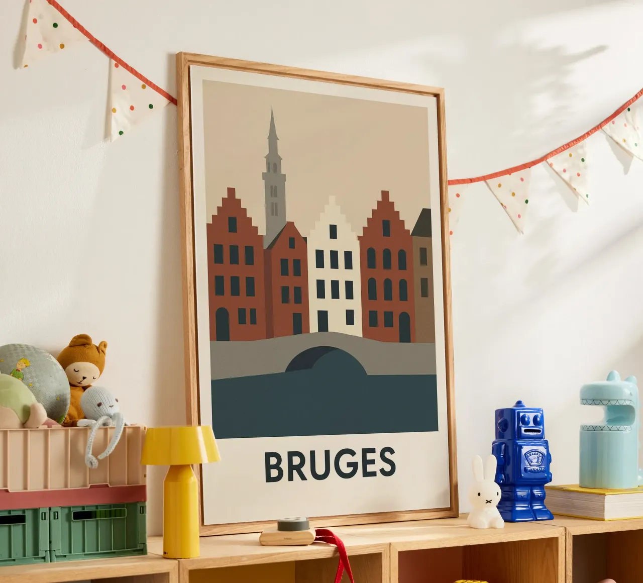 Bruges - La Venezia del Nord sublimata in un poster grafico plexiglass da JETLAG | affiches voyage