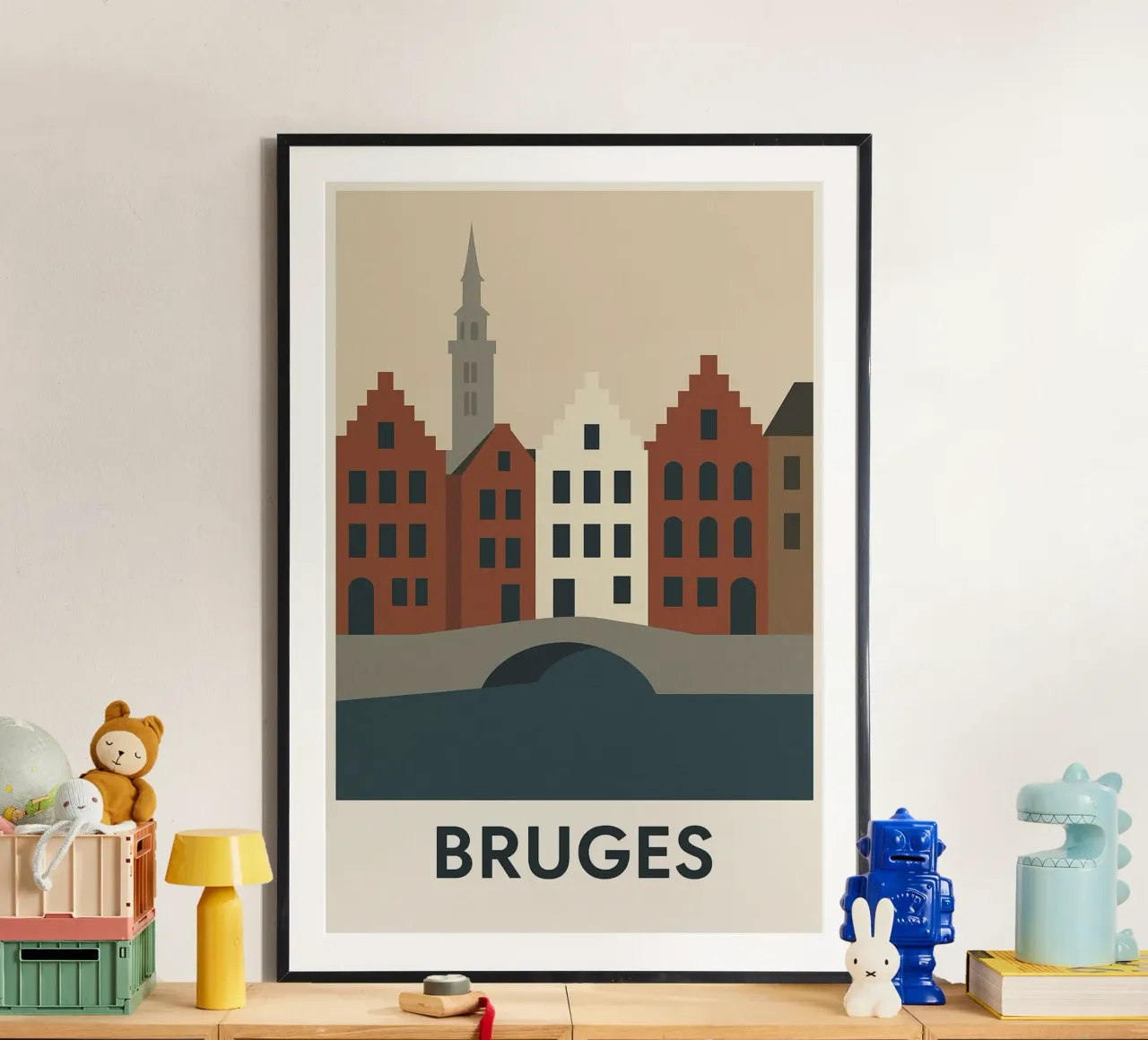 Bruges - La Venezia del Nord sublimata in un poster grafico poster da JETLAG | affiches voyage