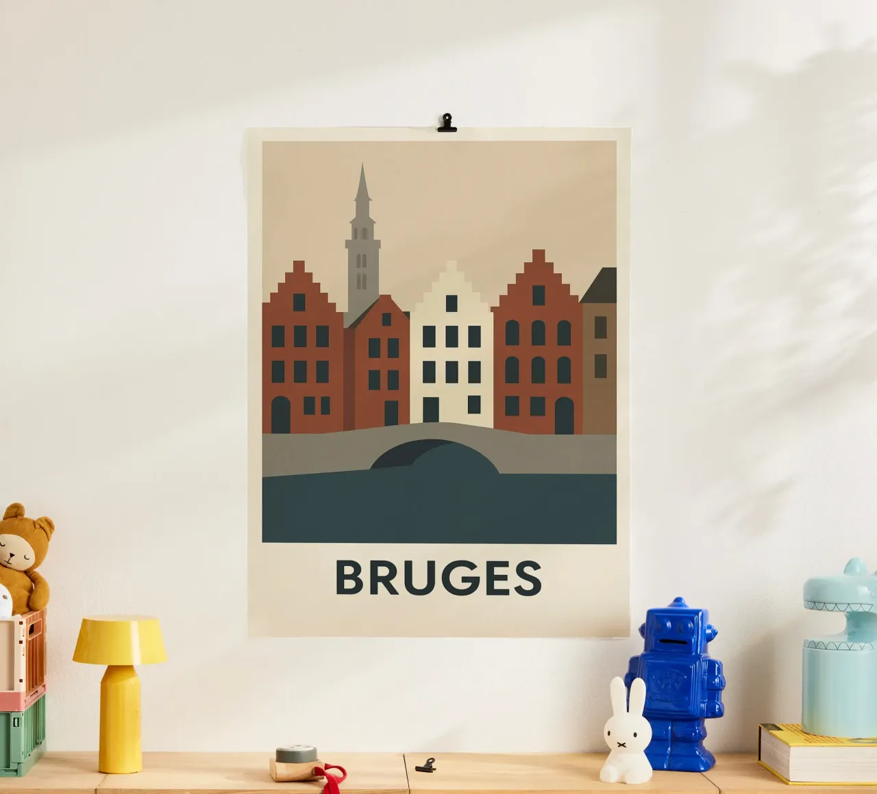 Bruges - La Venezia del Nord sublimata in un poster grafico poster da JETLAG | affiches voyage