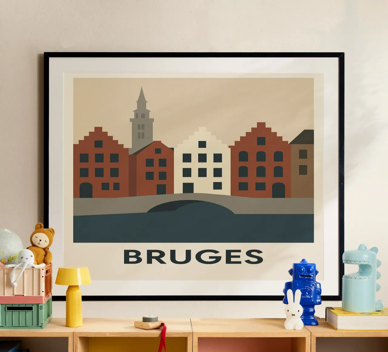 Bruges - La Venezia del Nord sublimata in un poster grafico poster da JETLAG | affiches voyage