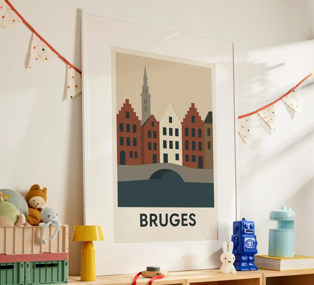 Bruges - La Venezia del Nord sublimata in un poster grafico poster da JETLAG | affiches voyage