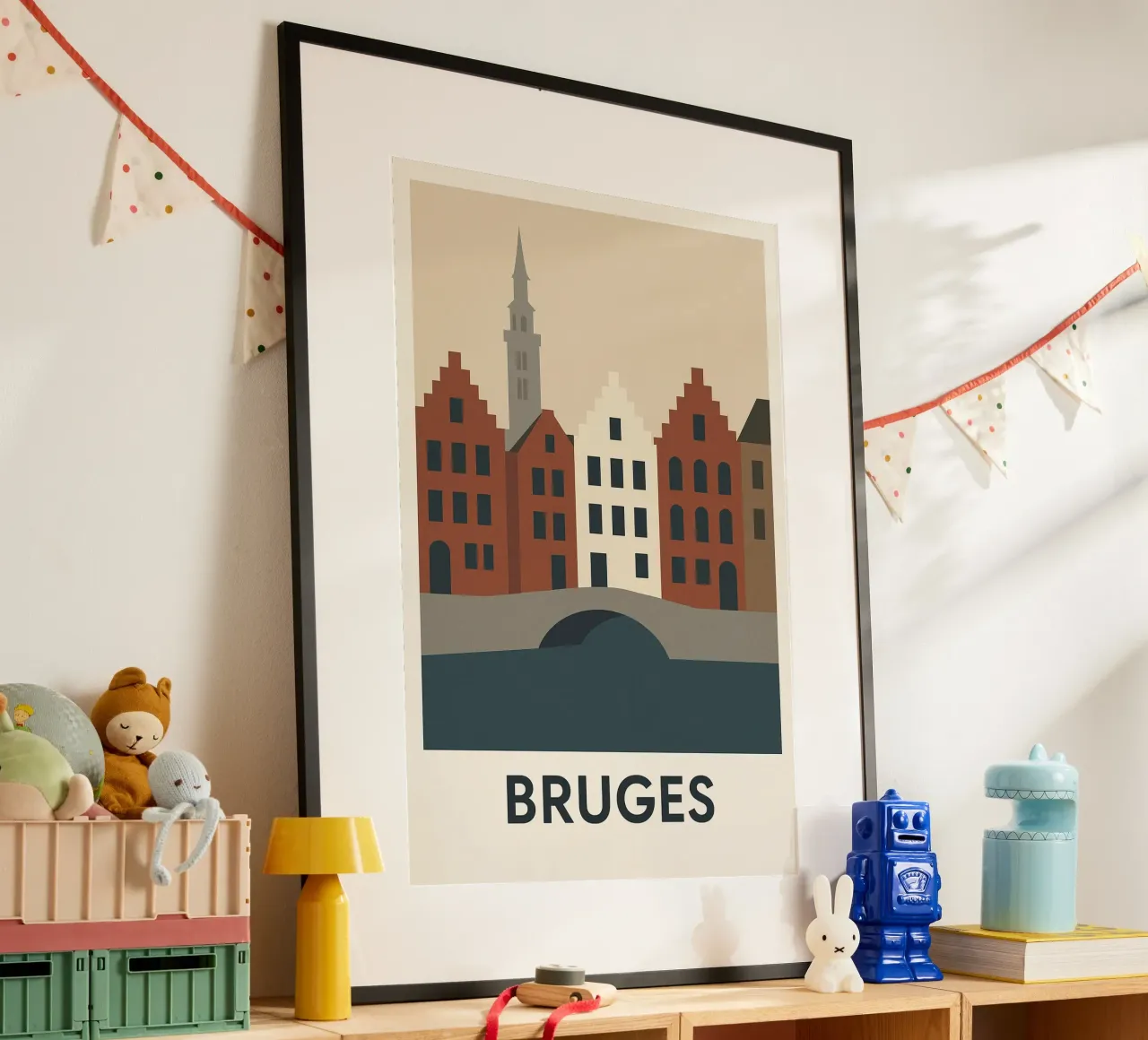 Bruges - La Venezia del Nord sublimata in un poster grafico poster da JETLAG | affiches voyage