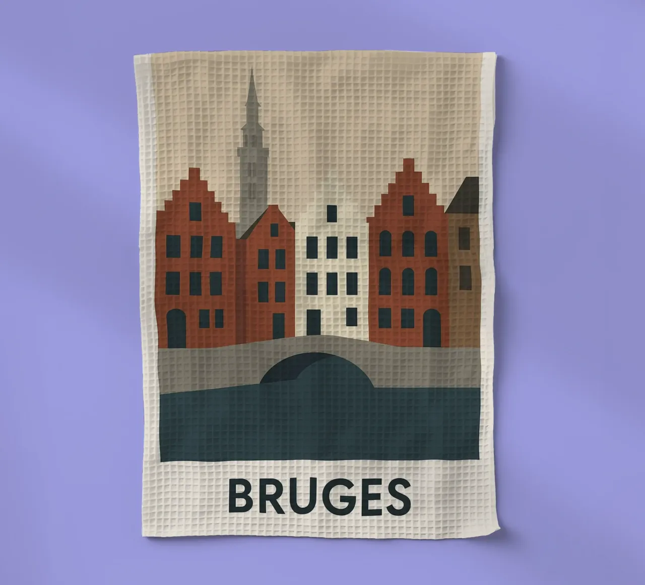 Bruges - La Venezia del Nord sublimata in un poster grafico canovaccio da cucina da JETLAG | affiches voyage